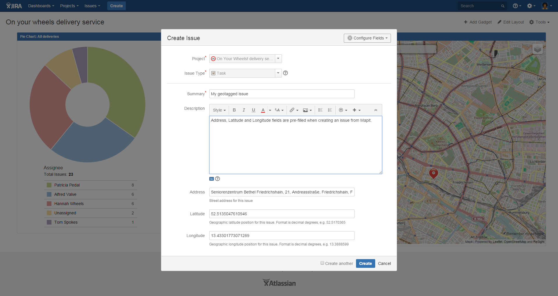 JIRA create issue screen